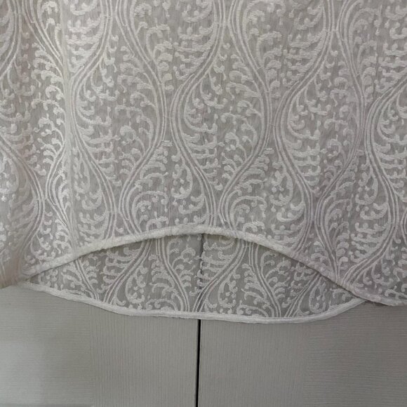 Zara Woman Women's Cream Damask Lace Sheer Keyhole 3/4 Sleeve Blouse Size Medium - Picture 4 of 7